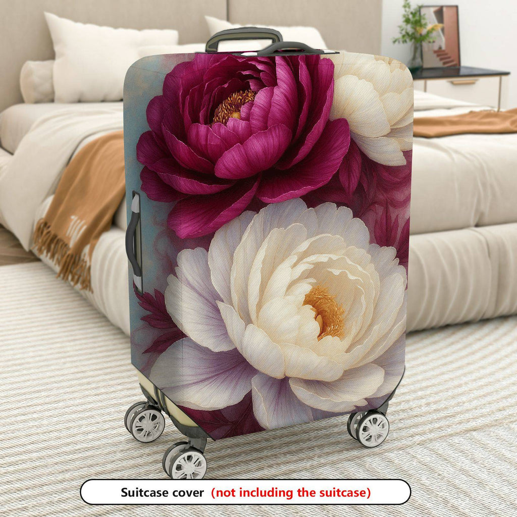 1-Piece Floral Peony Vintage Art Elegant Stylish  Suitcase Luggage Cover, Stretch Protective Sleeve