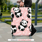 1-Piece Pink Cute Panda Heart Floral Pattern  Suitcase Luggage Cover, Stretch Protective Sleeve