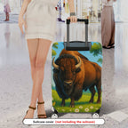 1-Piece Buffalo Prairie Nature Wildlife Bovidae Landscape  Suitcase Luggage Cover, Stretch Protective Sleeve
