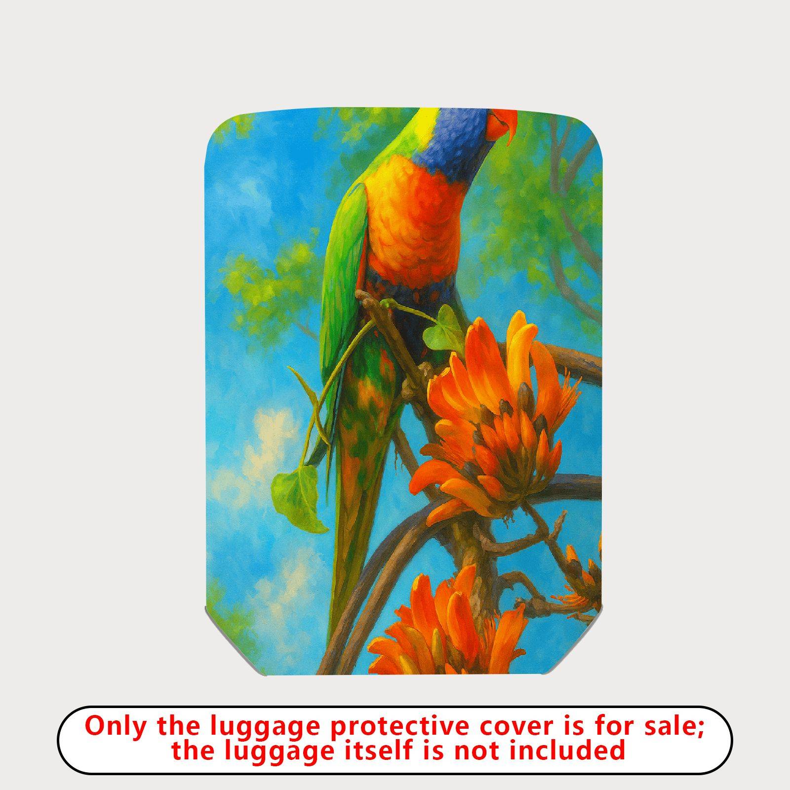 1-Piece Parrot Floral Nature Art Colorful Bird  Suitcase Luggage Cover, Stretch Protective Sleeve