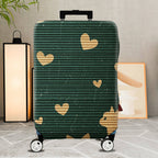1-Piece Green Striped Heart Cat Fun Cute  Suitcase Luggage Cover, Stretch Protective Sleeve
