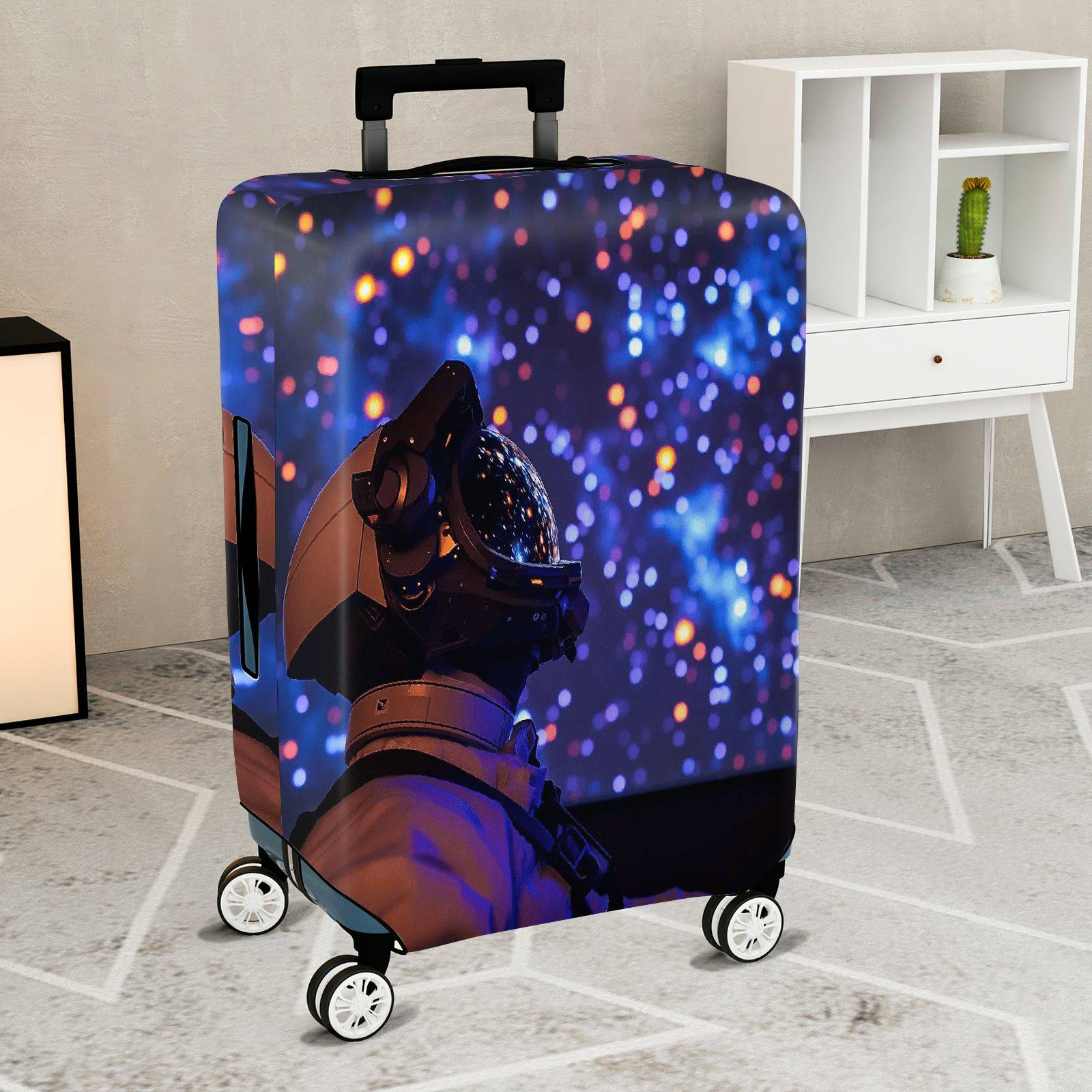 1-Piece Astronaut Galaxy Space Stars Cosmic Adventure  Suitcase Luggage Cover, Stretch Protective Sleeve