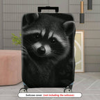 1-Piece Cute Raccoon Animal Black Floral Dandelion  Suitcase Luggage Cover, Stretch Protective Sleeve