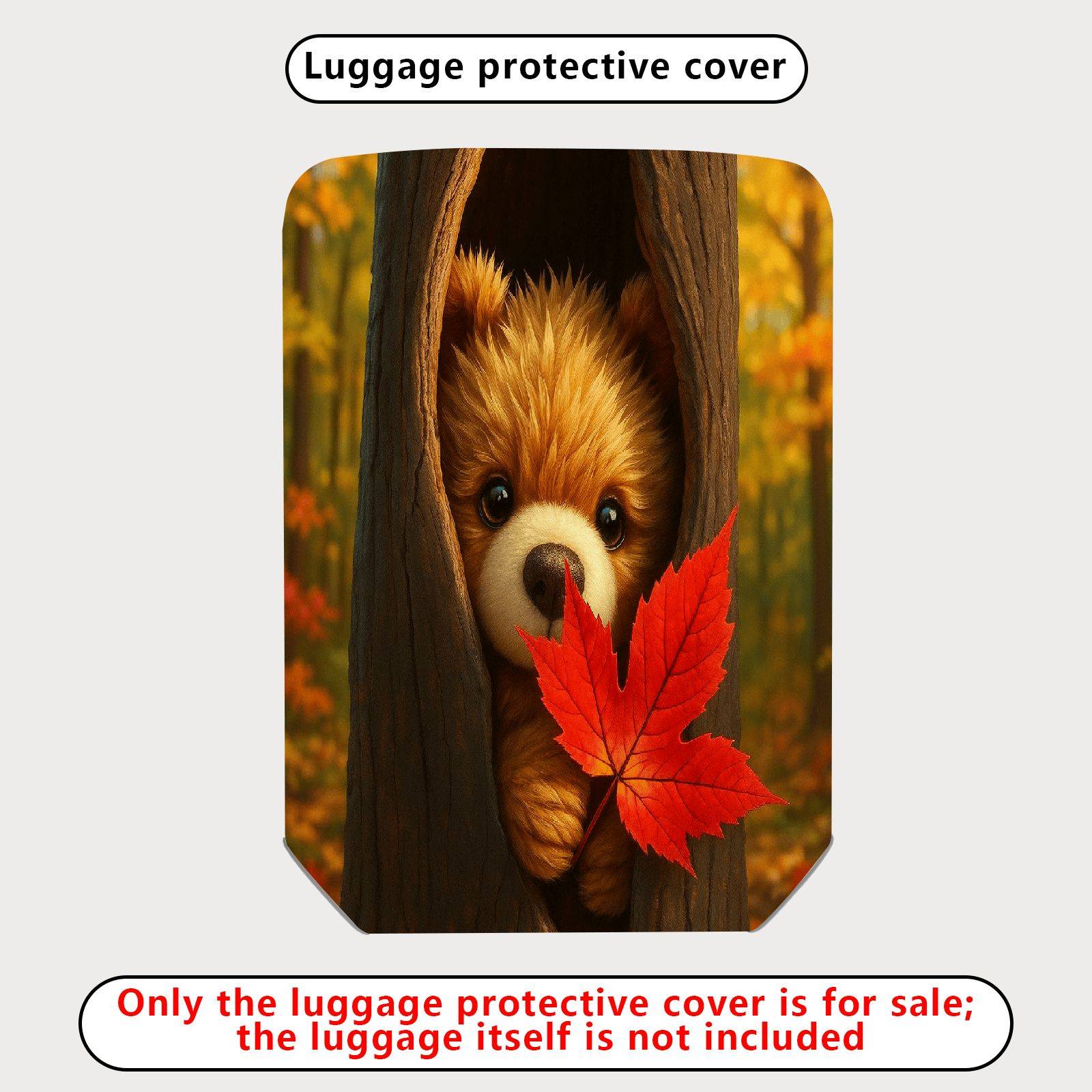 1-Piece Autumn Cute Animal Tree Leaf Woodland  Suitcase Luggage Cover, Stretch Protective Sleeve