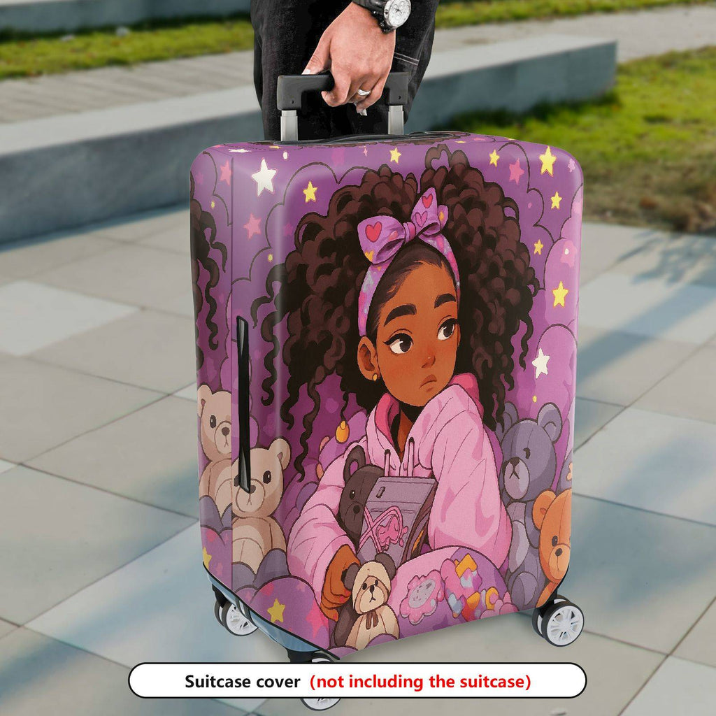 1-Piece Cute  Girl Plush Toys Pink  Suitcase Luggage Cover, Stretch Protective Sleeve