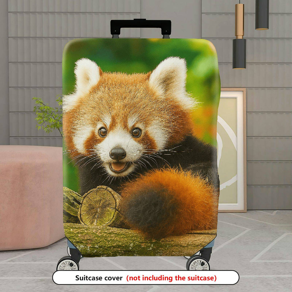 1-Piece Cute Red Panda Forest Animal Nature Green Tree  Suitcase Luggage Cover, Stretch Protective Sleeve