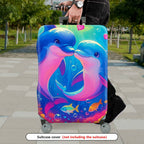 1-Piece Colorful Cute Romantic Ocean Sea Dolphin  Suitcase Luggage Cover, Stretch Protective Sleeve