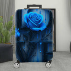 1-Piece Blue Rose Love Floral Art Pattern Letter  Suitcase Luggage Cover, Stretch Protective Sleeve
