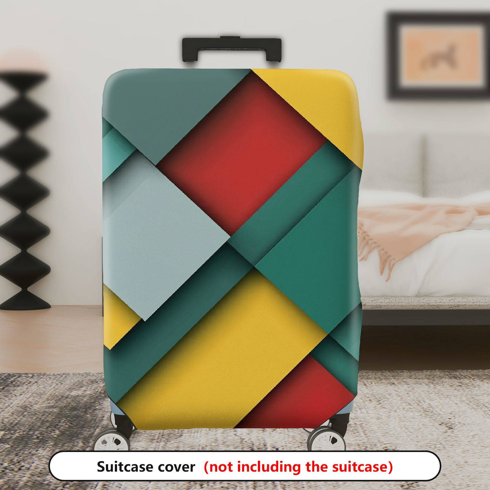 1-Piece Colorful Geometric Abstract Art Modern Unique  Suitcase Luggage Cover, Stretch Protective Sleeve
