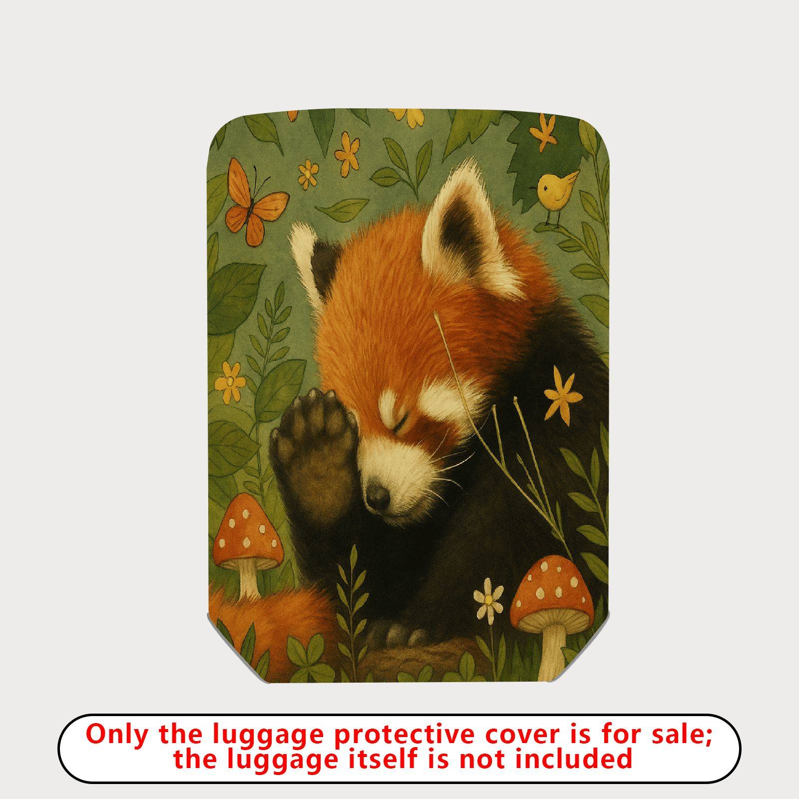 1-Piece Red Panda Forest Nature Floral Animal Cute  Suitcase Luggage Cover, Stretch Protective Sleeve