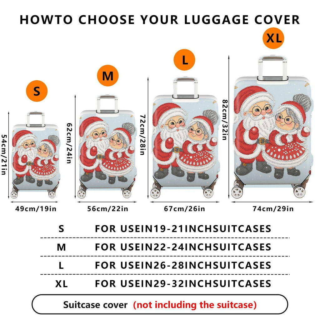 1-Piece Santa Claus Reindeer Snowflakes Holiday Christmas  Suitcase Luggage Cover, Stretch Protective Sleeve