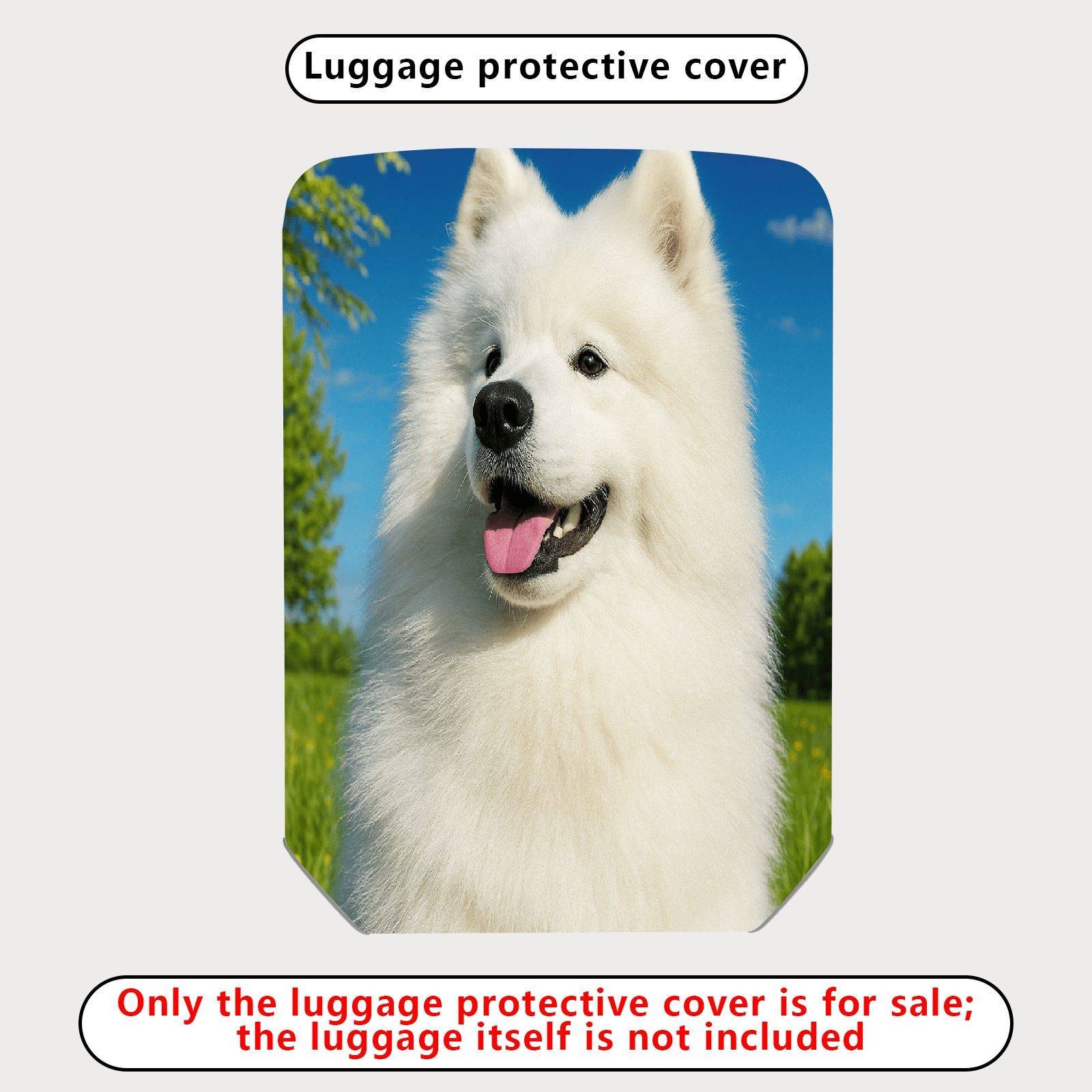 1-Piece Dog Animal Fluffy Cute Nature Smiling  Suitcase Luggage Cover, Stretch Protective Sleeve