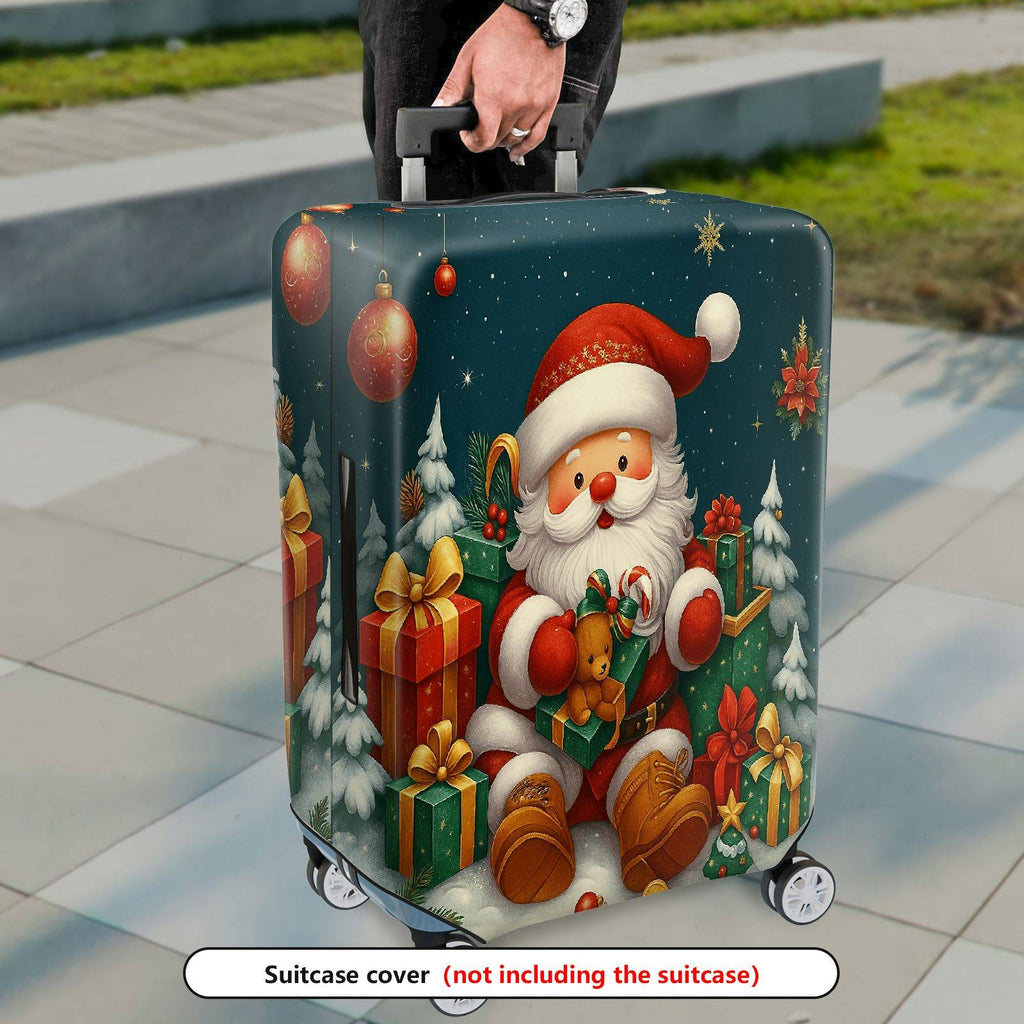 1-Piece Santa Claus Christmas Gift Holiday Celebration Merry  Suitcase Luggage Cover, Stretch Protective Sleeve