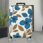 1-Piece Blue Floral Print Decorative  Suitcase Luggage Cover, Stretch Protective Sleeve