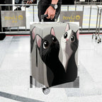 1-Piece Cat Black White Cute Adorable Playful  Suitcase Luggage Cover, Stretch Protective Sleeve