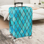 1-Piece Geometric Blue Diamond Abstract Artistic Modern Stylish  Suitcase Luggage Cover, Stretch Protective Sleeve
