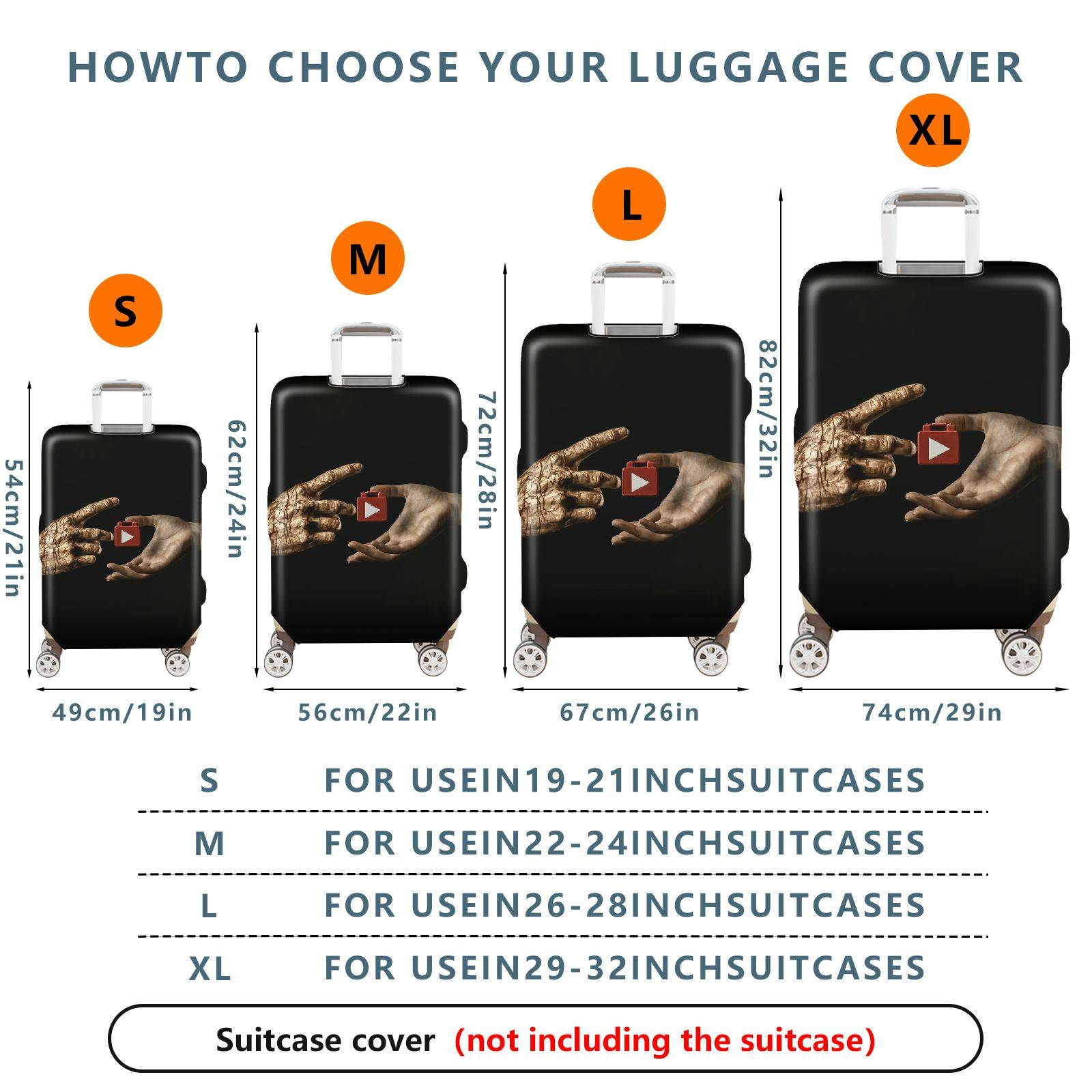 1-Piece Artistic Zombie Hand Futuristic YouTube Collaboration  Suitcase Luggage Cover, Stretch Protective Sleeve