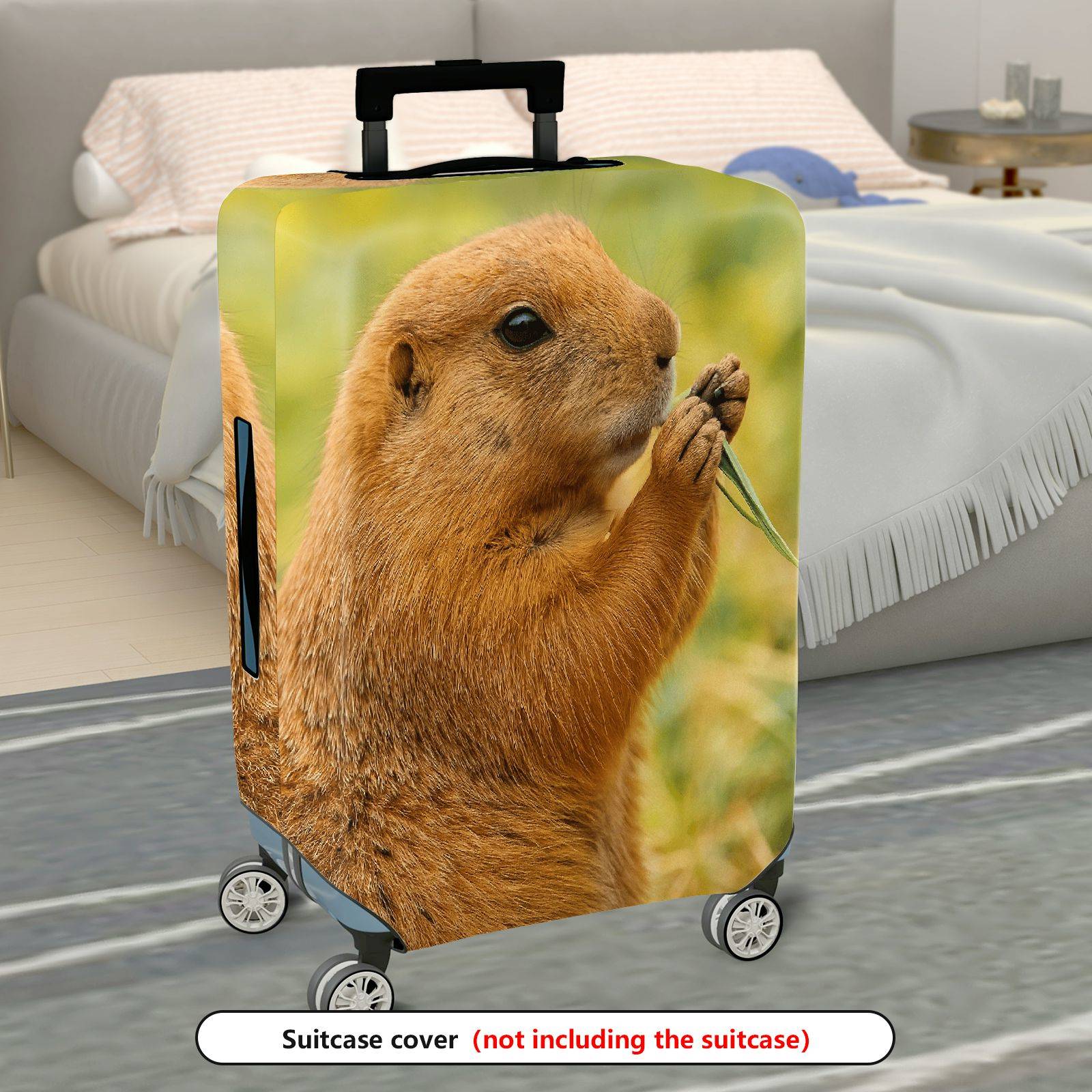 1-Piece Brown Animal Nature Wildlife Cute Prairie Dog  Suitcase Luggage Cover, Stretch Protective Sleeve