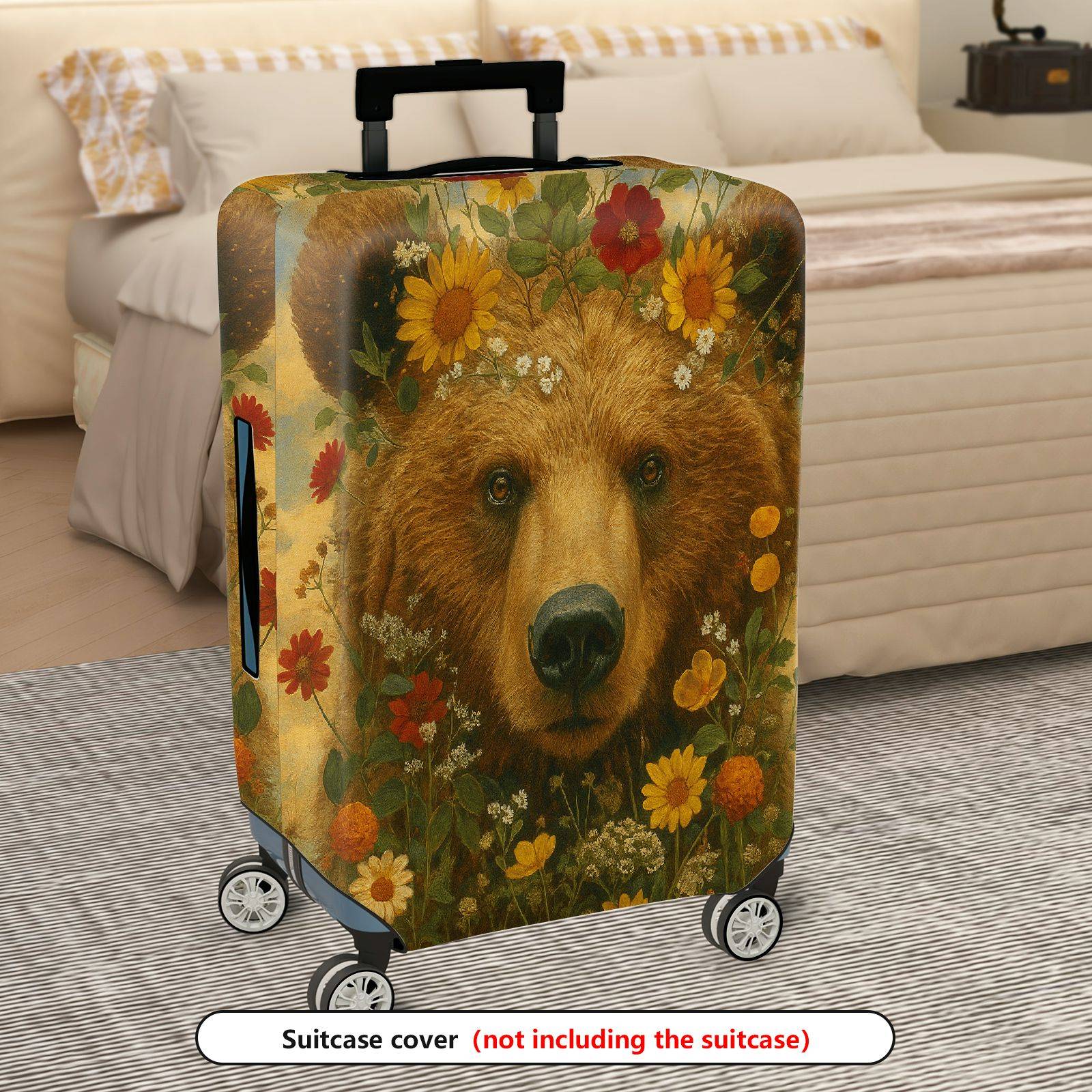 1-Piece Animal Flower Nature Wildlife Art Vintage  Suitcase Luggage Cover, Stretch Protective Sleeve