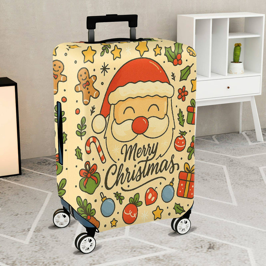 1-Piece Santa Gingerbread Candy Cane Christmas Holiday Gift  Suitcase Luggage Cover, Stretch Protective Sleeve