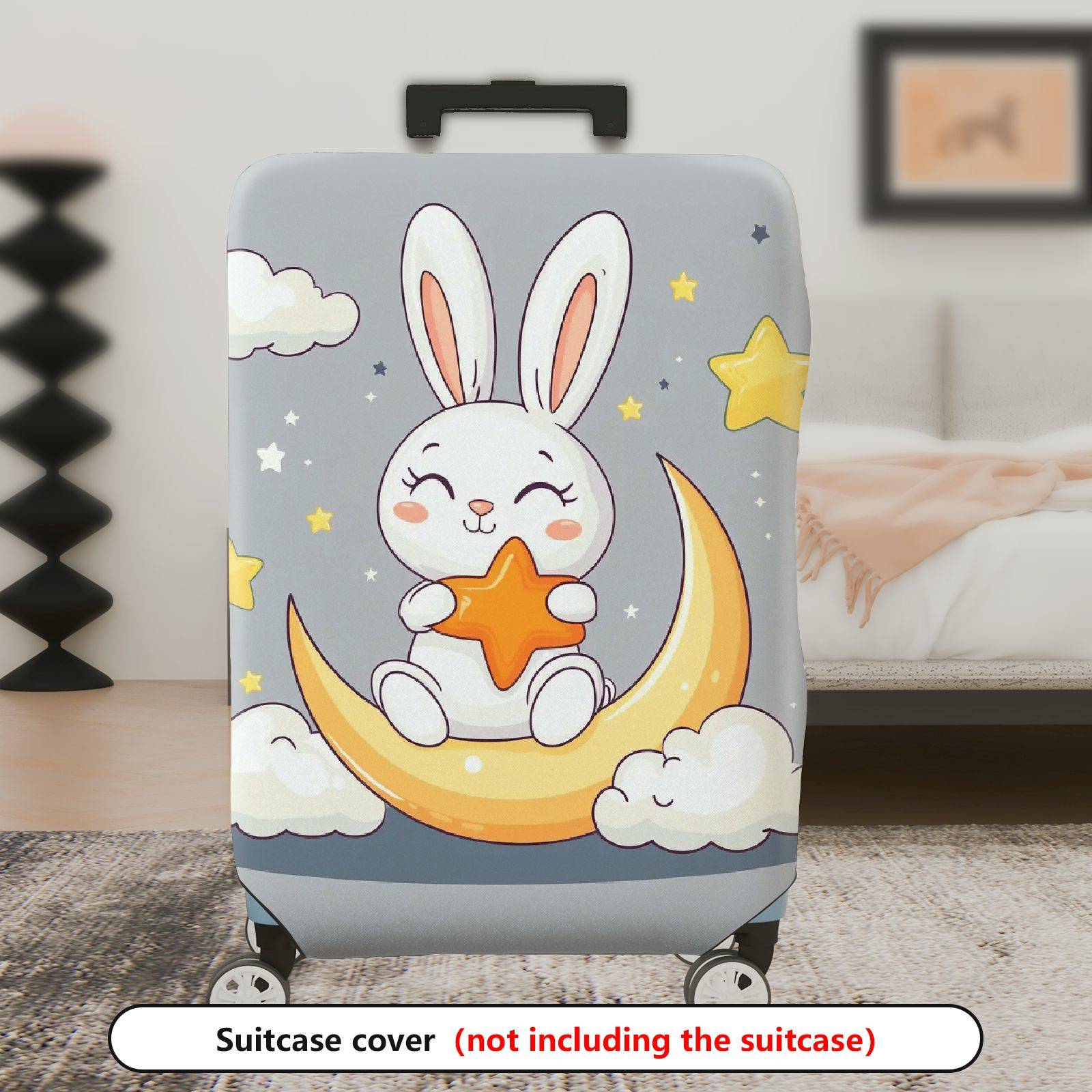 1-Piece Rabbit Moon Star Cloud Cute Soft Dreamy  Suitcase Luggage Cover, Stretch Protective Sleeve