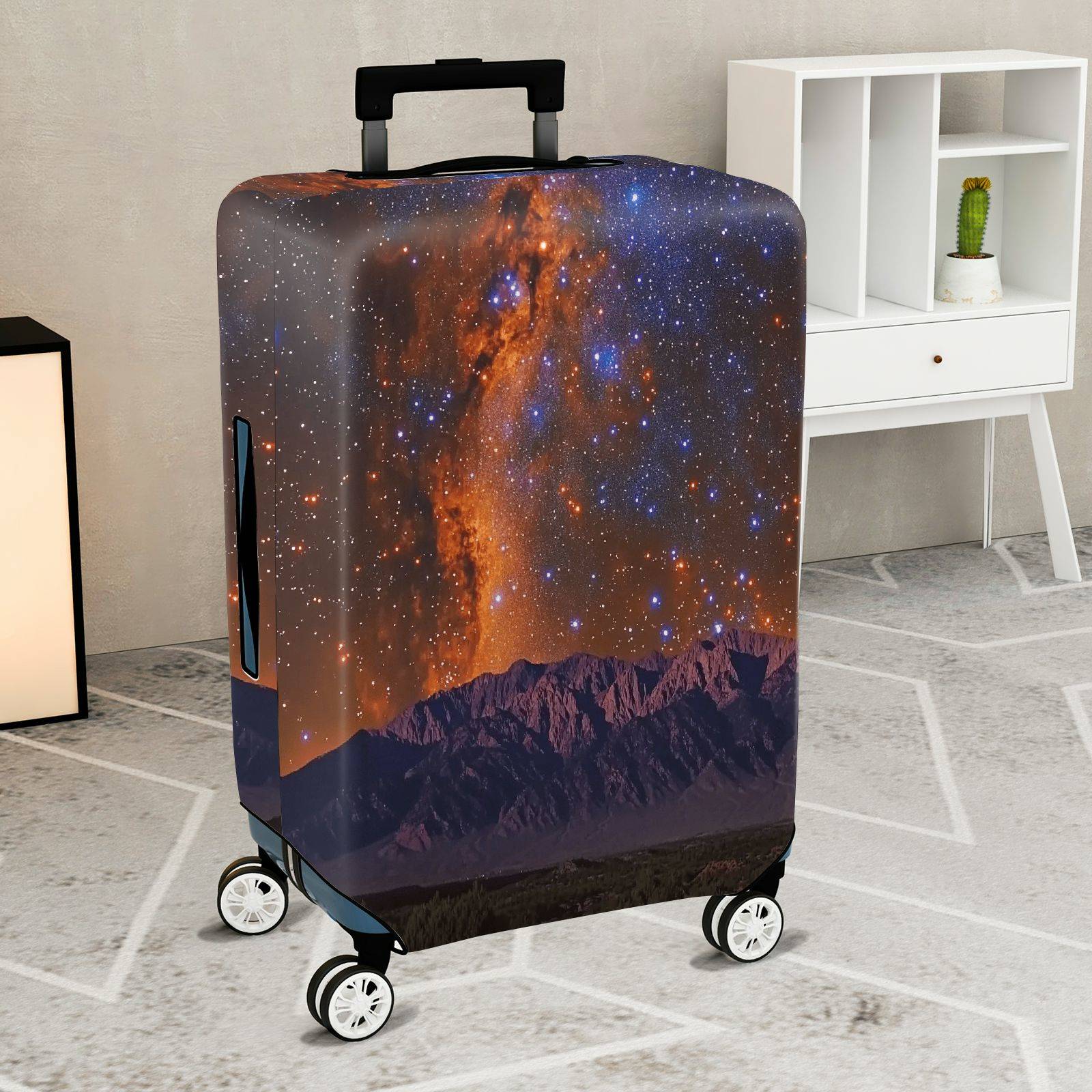 1-Piece Cosmic Mountain Starry Night Galaxy Universe Nebula  Suitcase Luggage Cover, Stretch Protective Sleeve