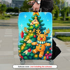 1-Piece Christmas Reindeer Tree Snow Holiday Festive  Suitcase Luggage Cover, Stretch Protective Sleeve