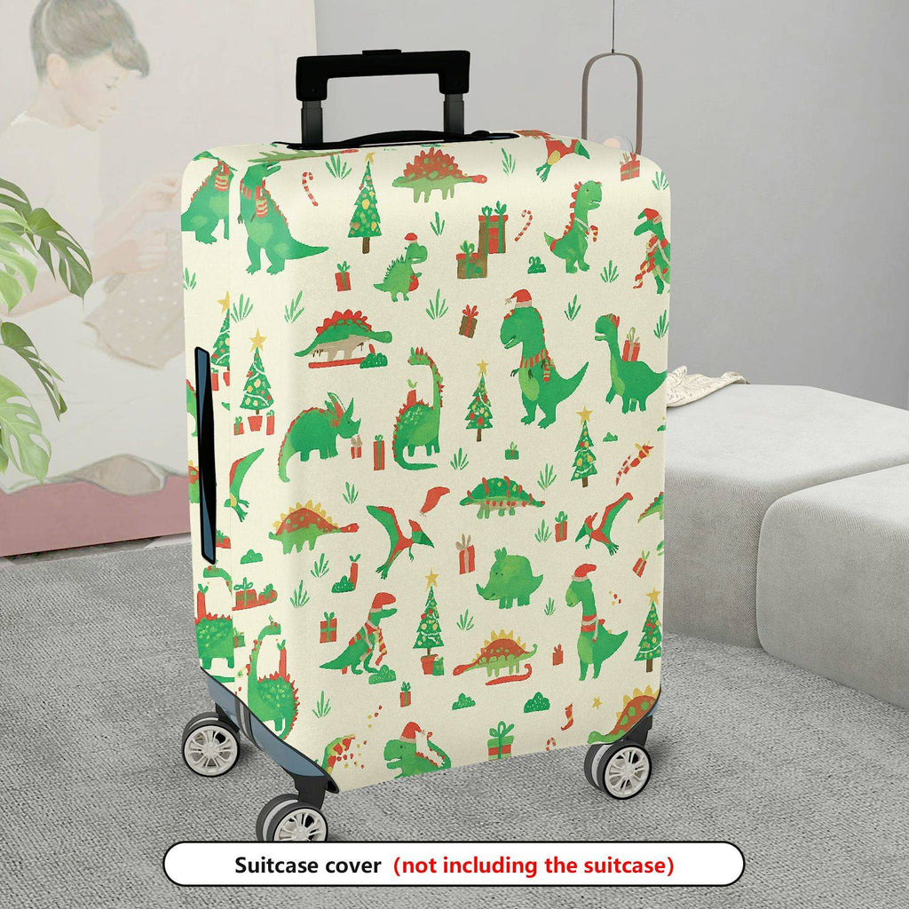1-Piece Christmas Dinosaur Gift Tree Holiday Snow  Suitcase Luggage Cover, Stretch Protective Sleeve