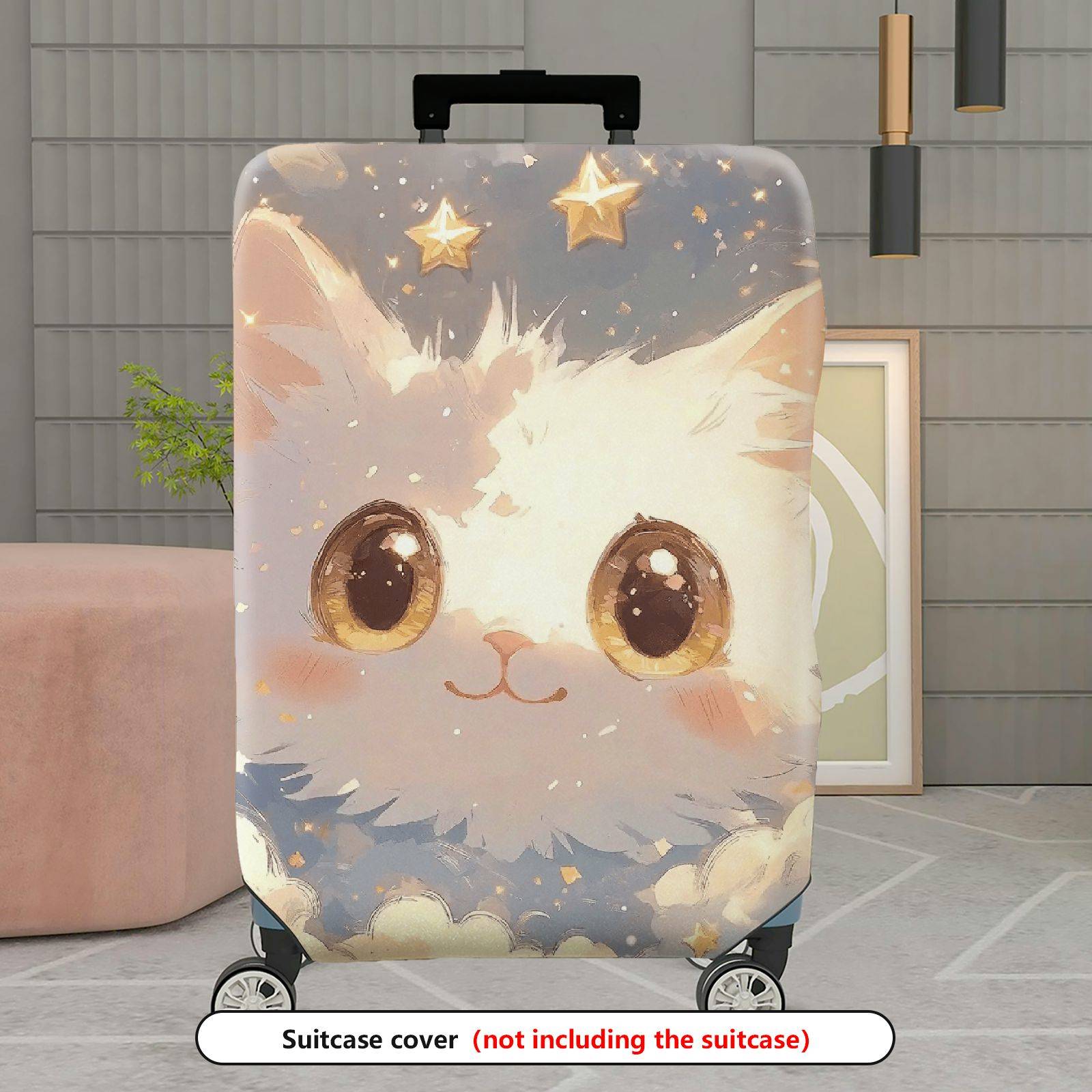 1-Piece Cute Cat Starry Night  Animal Lovely  Suitcase Luggage Cover, Stretch Protective Sleeve