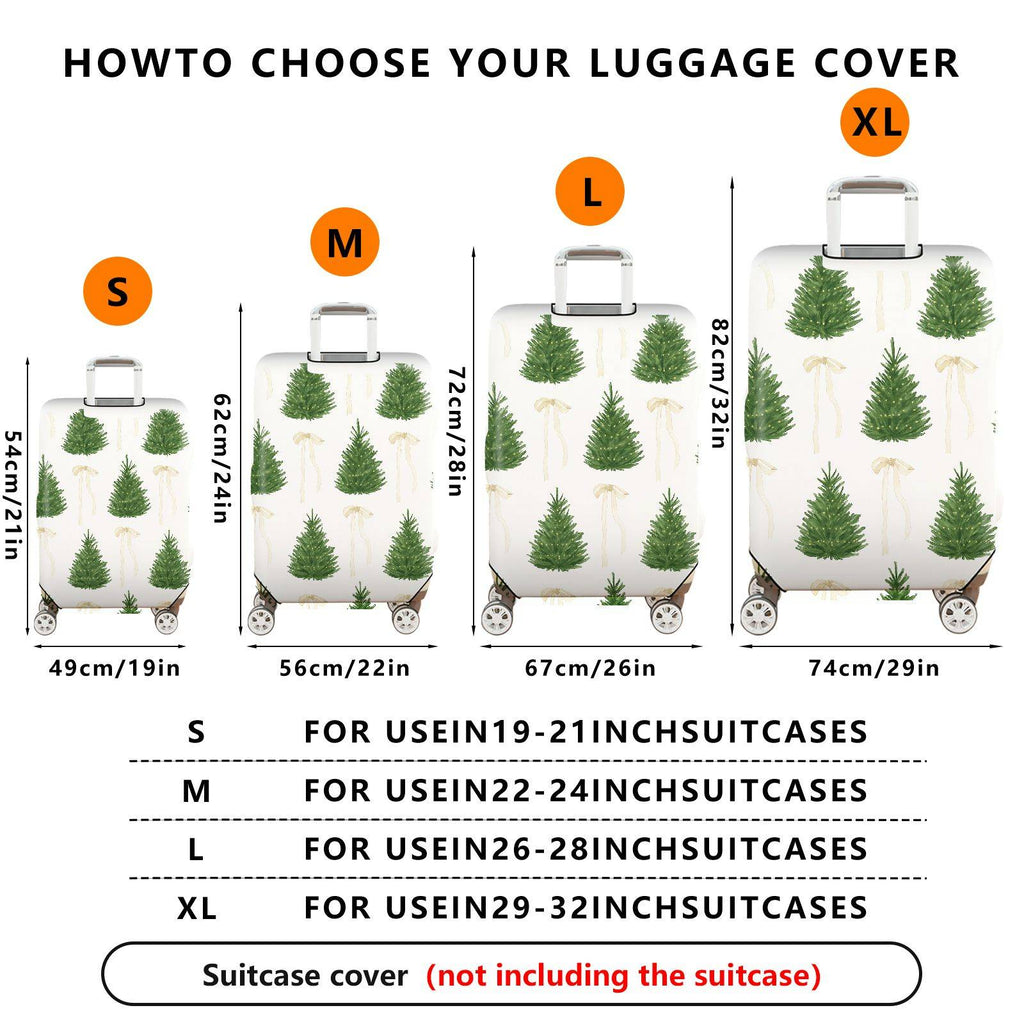 1-Piece Christmas Tree Ribbon Holiday Festive Decorative  Suitcase Luggage Cover, Stretch Protective Sleeve