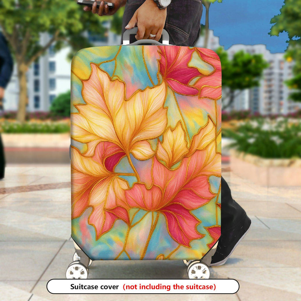 1-Piece Autumn Leaves Vibrant Colorful Artistic Fall Theme  Suitcase Luggage Cover, Stretch Protective Sleeve