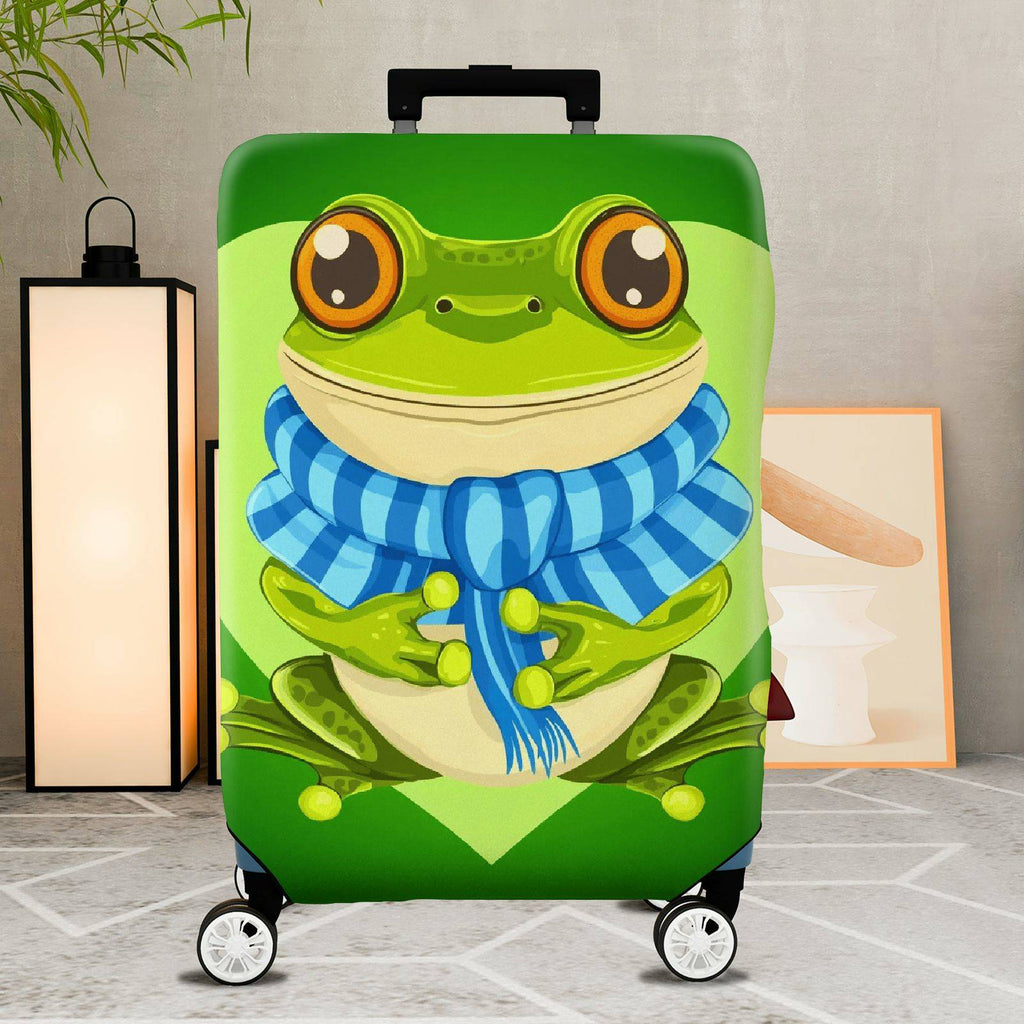 1-Piece Frog Heart Green Cute Fun Animal  Suitcase Luggage Cover, Stretch Protective Sleeve