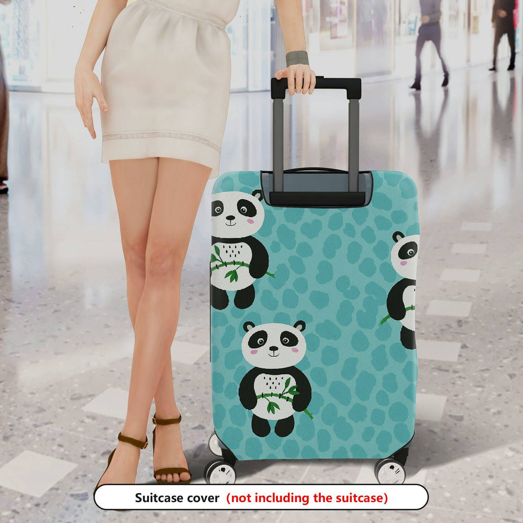 1-Piece Cute Panda Animal Pattern Blue Travel  Suitcase Luggage Cover, Stretch Protective Sleeve