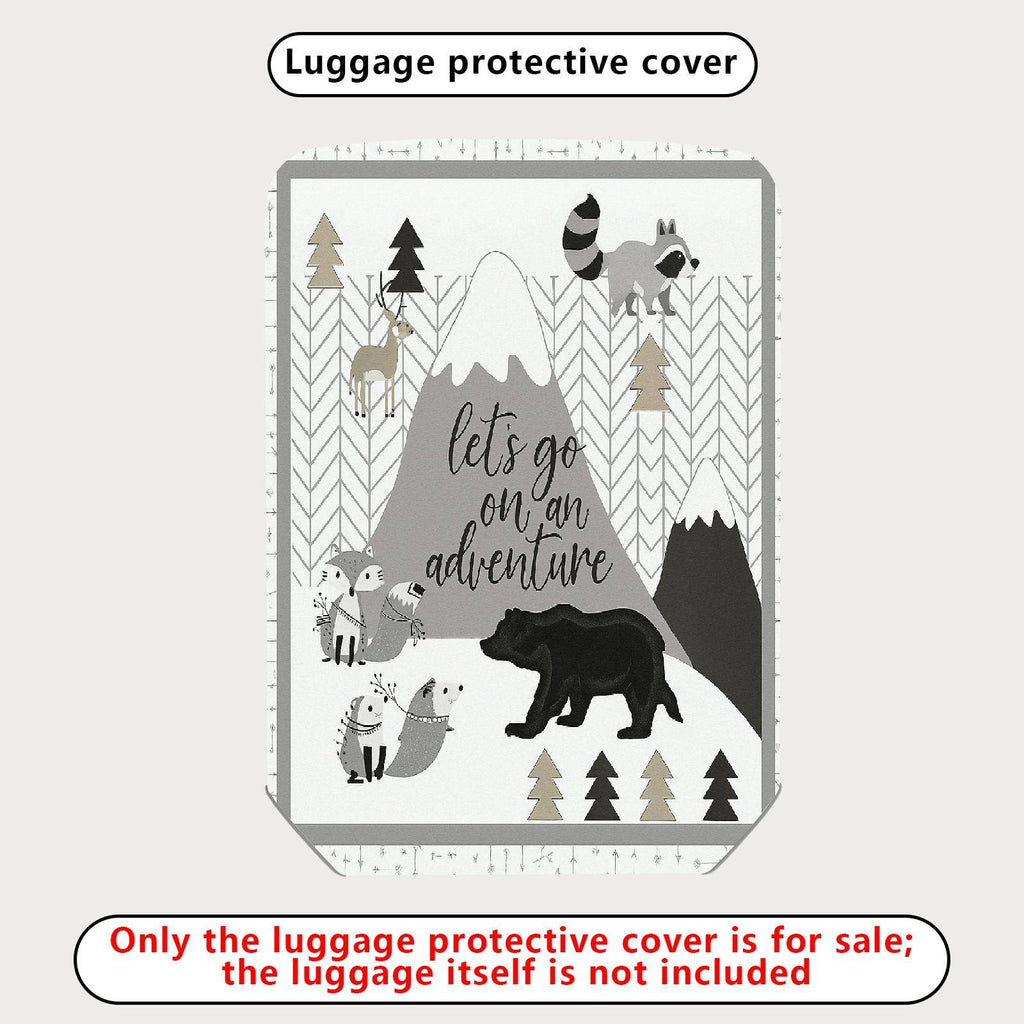 1-Piece Adventure Mountain Animal Forest Stylish Graphic  Suitcase Luggage Cover, Stretch Protective Sleeve
