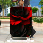 1-Piece Floral Red Black Flower Elegant Bold  Suitcase Luggage Cover, Stretch Protective Sleeve