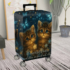 1-Piece Starry Night Cat Butterfly Floral Romantic  Suitcase Luggage Cover, Stretch Protective Sleeve