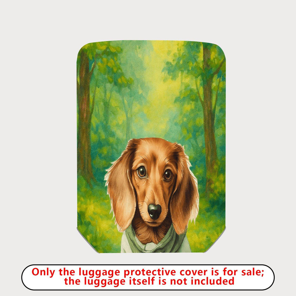 1-Piece Cute Dog Forest Green Artistic  Suitcase Luggage Cover, Stretch Protective Sleeve