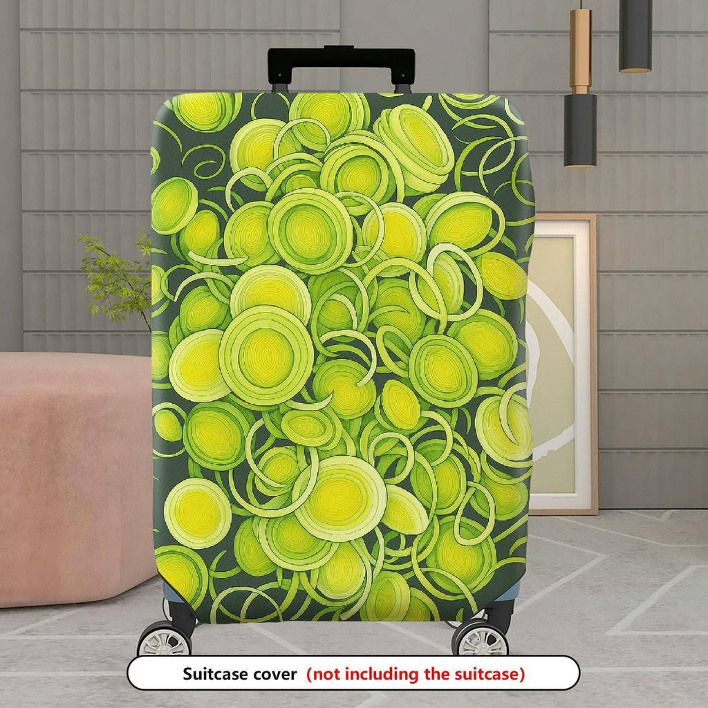 1-Piece Abstract Green Yellow Swirl Circular Artistic Vibrant  Suitcase Luggage Cover, Stretch Protective Sleeve