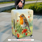 1-Piece Bird Berry Leaf Art Nature Landscape Watercolor  Suitcase Luggage Cover, Stretch Protective Sleeve