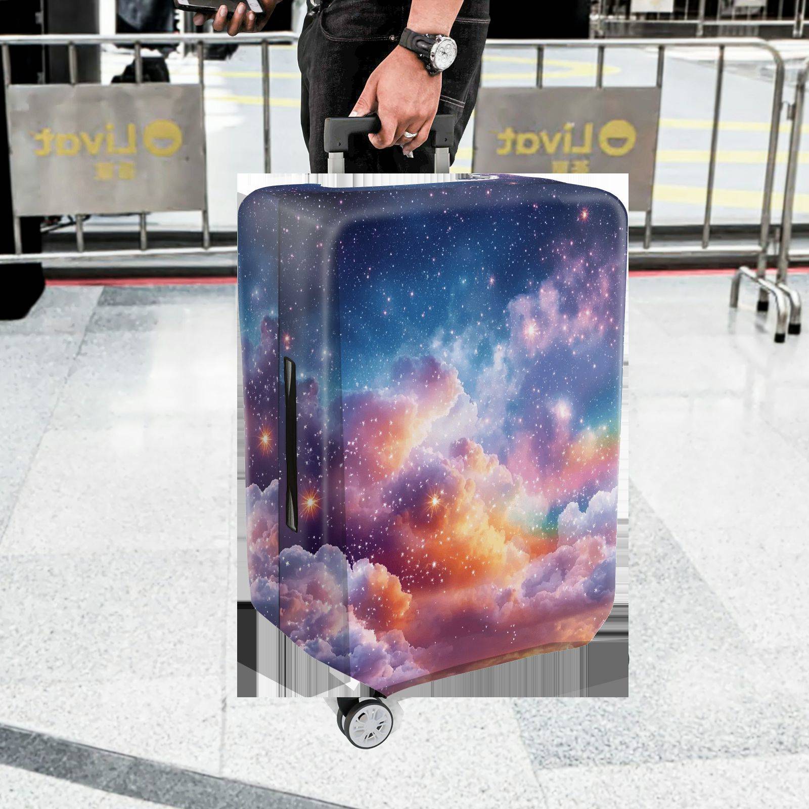 1-Piece Galaxy Stars Clouds Nebula Cosmic Space  Suitcase Luggage Cover, Stretch Protective Sleeve
