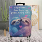 1-Piece Cute Romantic Sloth Love Heart Nature  Suitcase Luggage Cover, Stretch Protective Sleeve