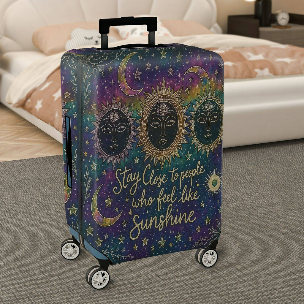 1-Piece Sun Moon Stars Galaxy Cosmic Inspirational  Suitcase Luggage Cover, Stretch Protective Sleeve