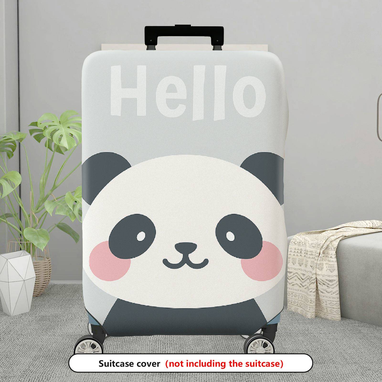 1-Piece Cute Panda  Hello Printed  Suitcase Luggage Cover, Stretch Protective Sleeve
