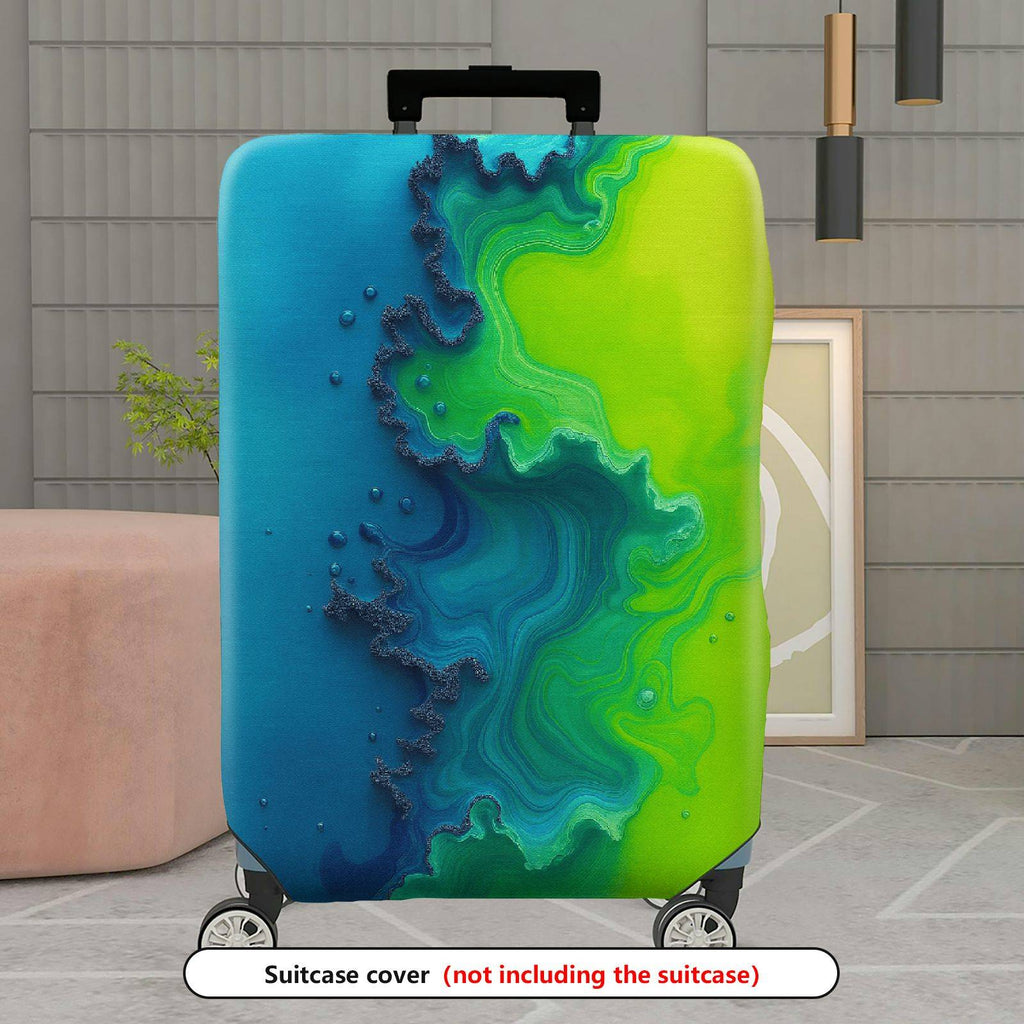 1-Piece Abstract Ocean Wave Fusion Colorful Vibrant Artistic  Suitcase Luggage Cover, Stretch Protective Sleeve