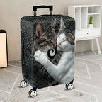 1-Piece Cute Cozy Cat Hugging Love Peace  Suitcase Luggage Cover, Stretch Protective Sleeve