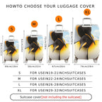 1-Piece Penguin Nature Animal Hugging Love Cute  Suitcase Luggage Cover, Stretch Protective Sleeve