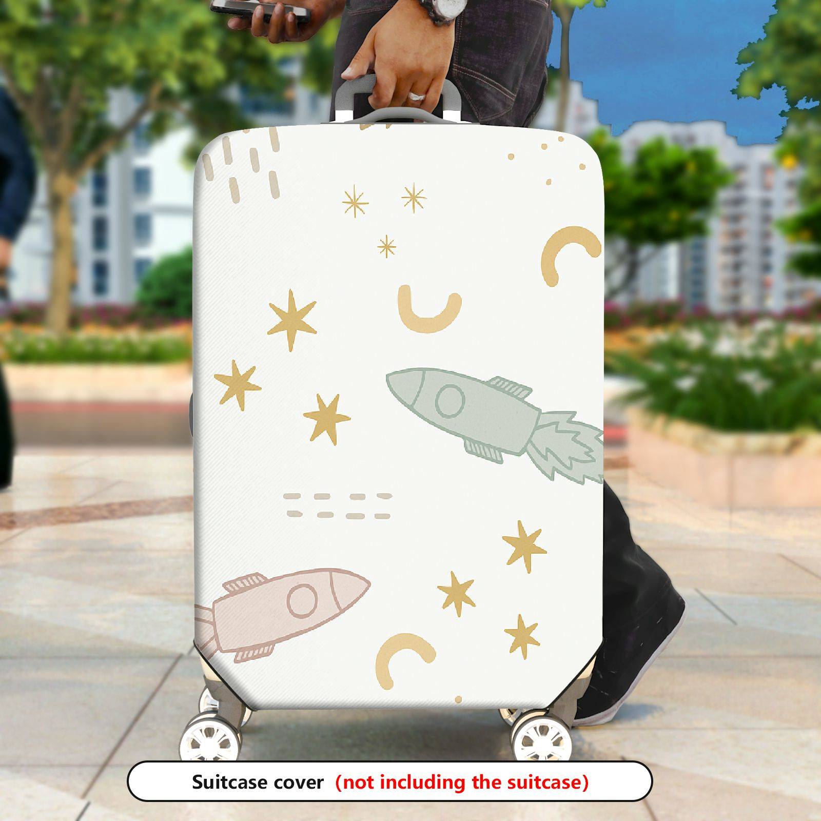 1-Piece Star Rocket Space Astronaut Cosmic Universe  Suitcase Luggage Cover, Stretch Protective Sleeve
