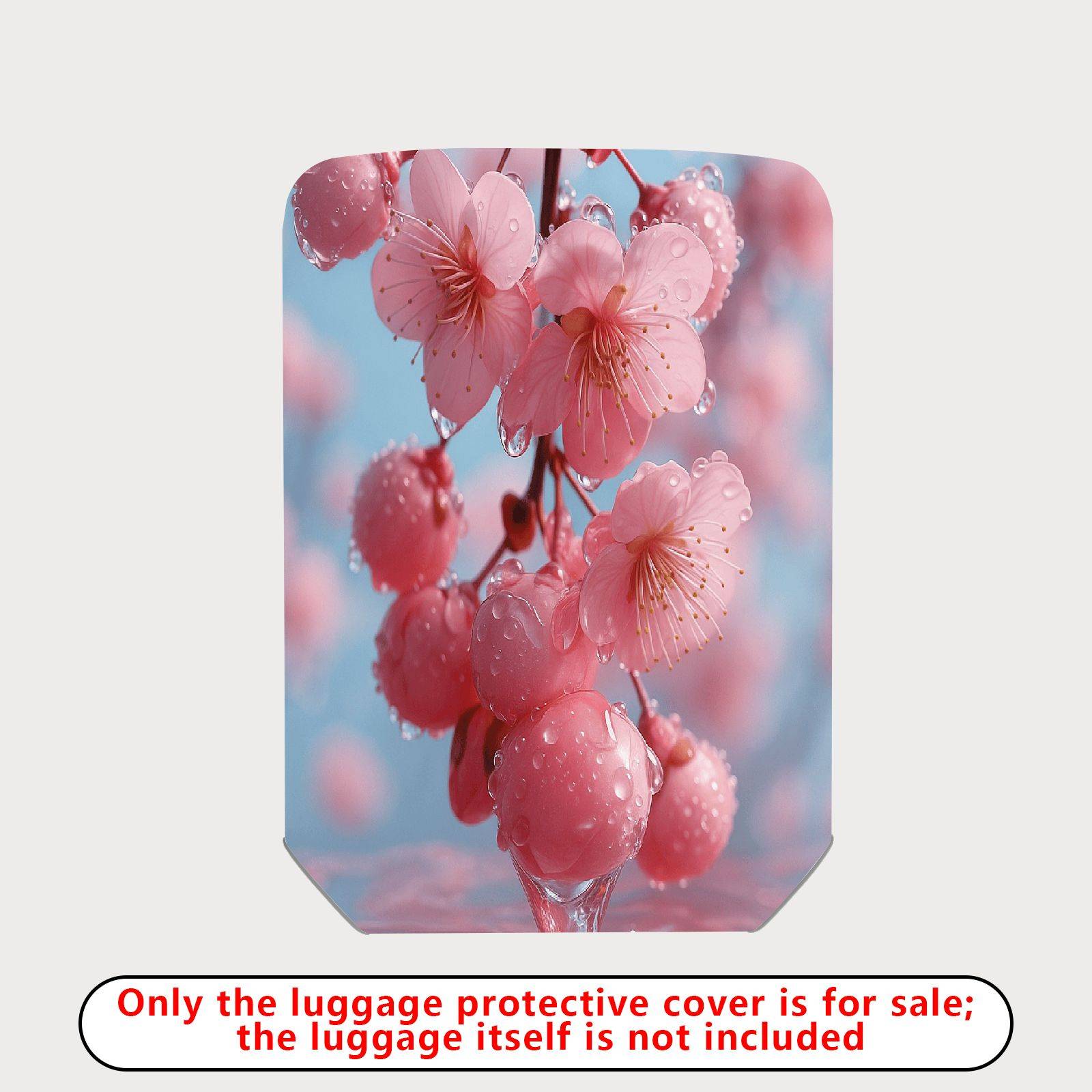 1-Piece Cherry Blossom Floral Nature Pink Blooms Blue  Suitcase Luggage Cover, Stretch Protective Sleeve