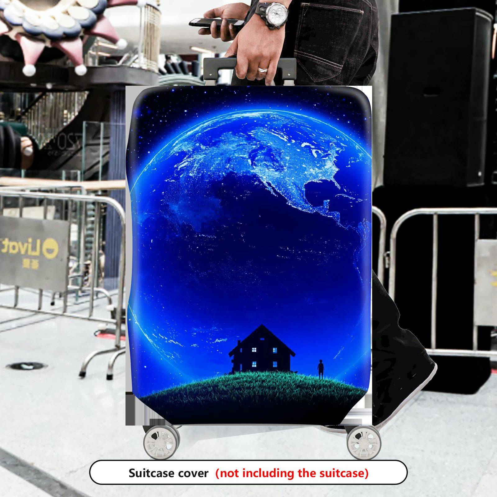 1-Piece Blue Earth Universe Space Night Landscape  Suitcase Luggage Cover, Stretch Protective Sleeve