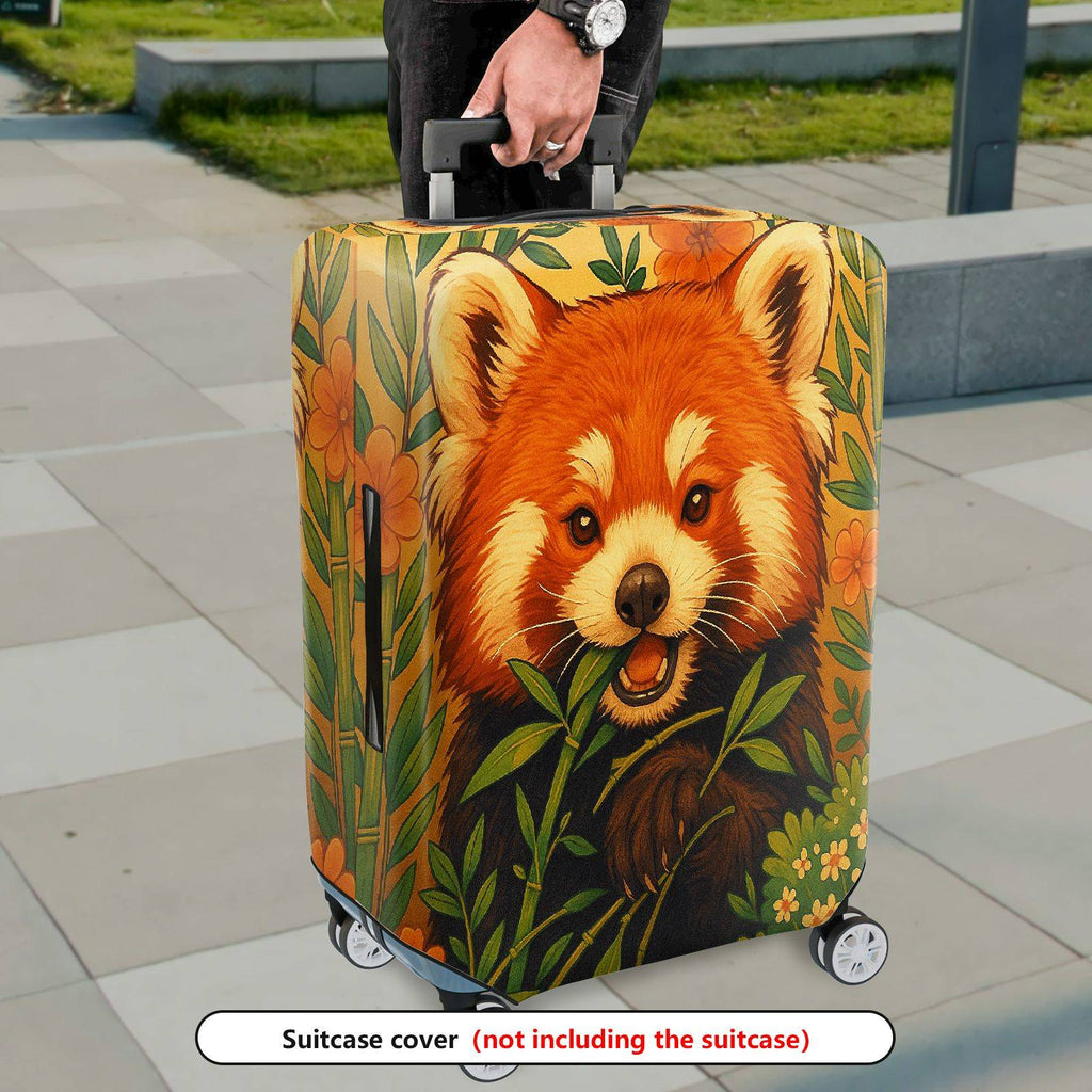 1-Piece Red Panda Floral Leaf Nature Animal Cute  Suitcase Luggage Cover, Stretch Protective Sleeve